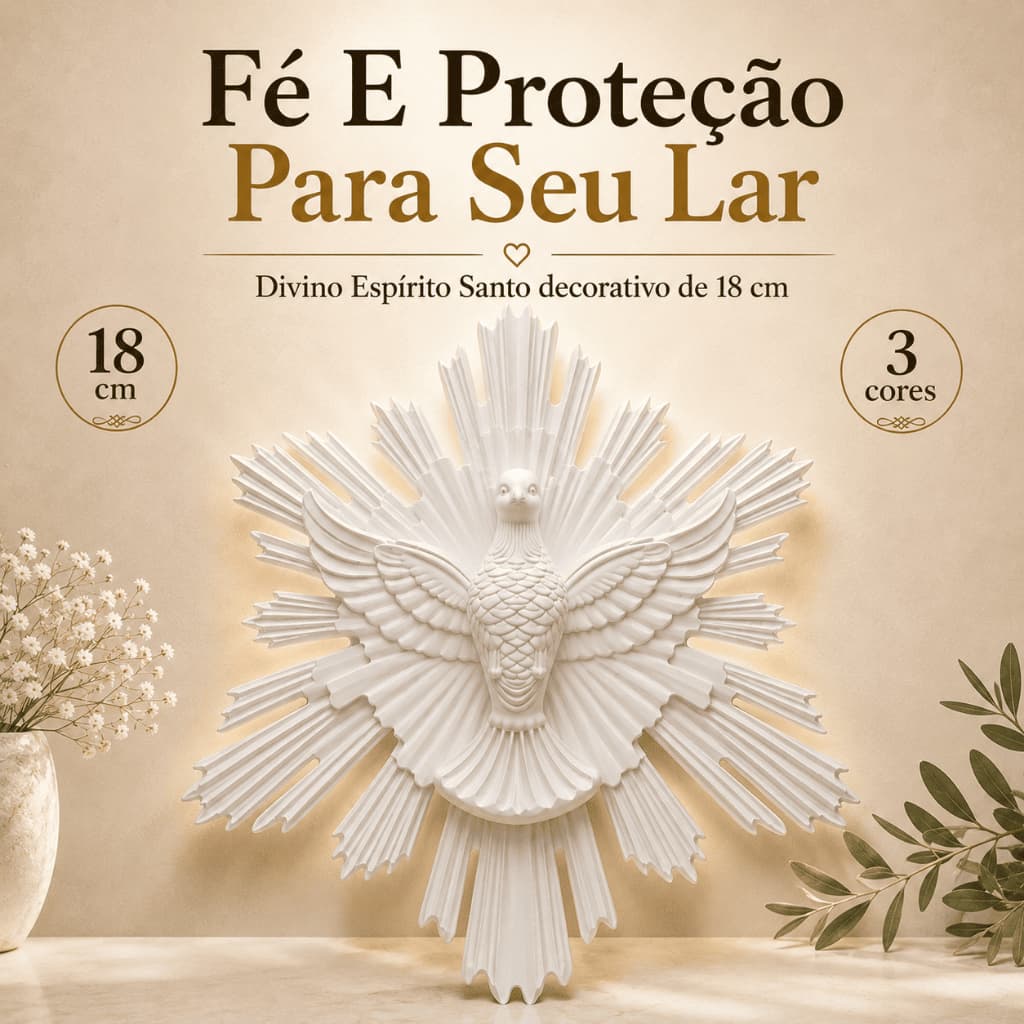 Imagem Divino Espírito Santo 18cm Escultura Religiosa Decoração Altar Sala Presente