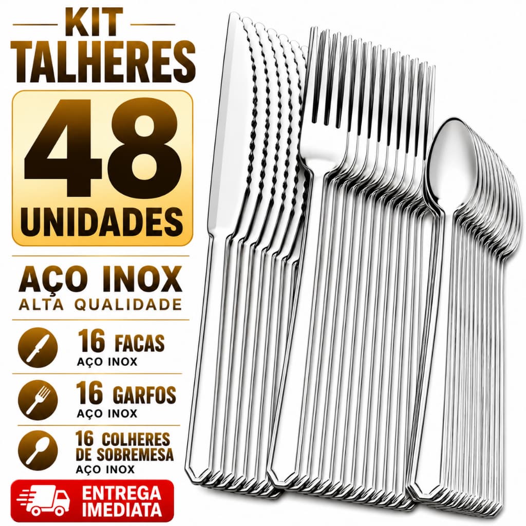 Talheres Inox Garfo e Faca de Mesa e Colher de Sobremesa Casa Cozinha Restaurante Buffet Qualidade Resistência
