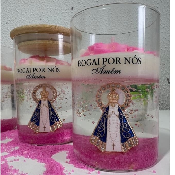 Vela Aromática Nossa Senhora Aparecida em Vidro | Presente Católico | Vela para Oração