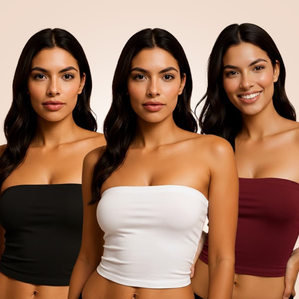 Kit 3 Cropped Top Tube Tomara que Caia Moda Feminina Moderno Tendência Casual Ajuste Perfeito Conforto Estilo