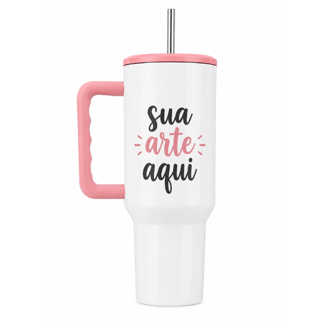 Copo Térmico 1,2L Personalizado com Tampa, Canudo e Alça | Sublimação | Preserva Quente e Gelado