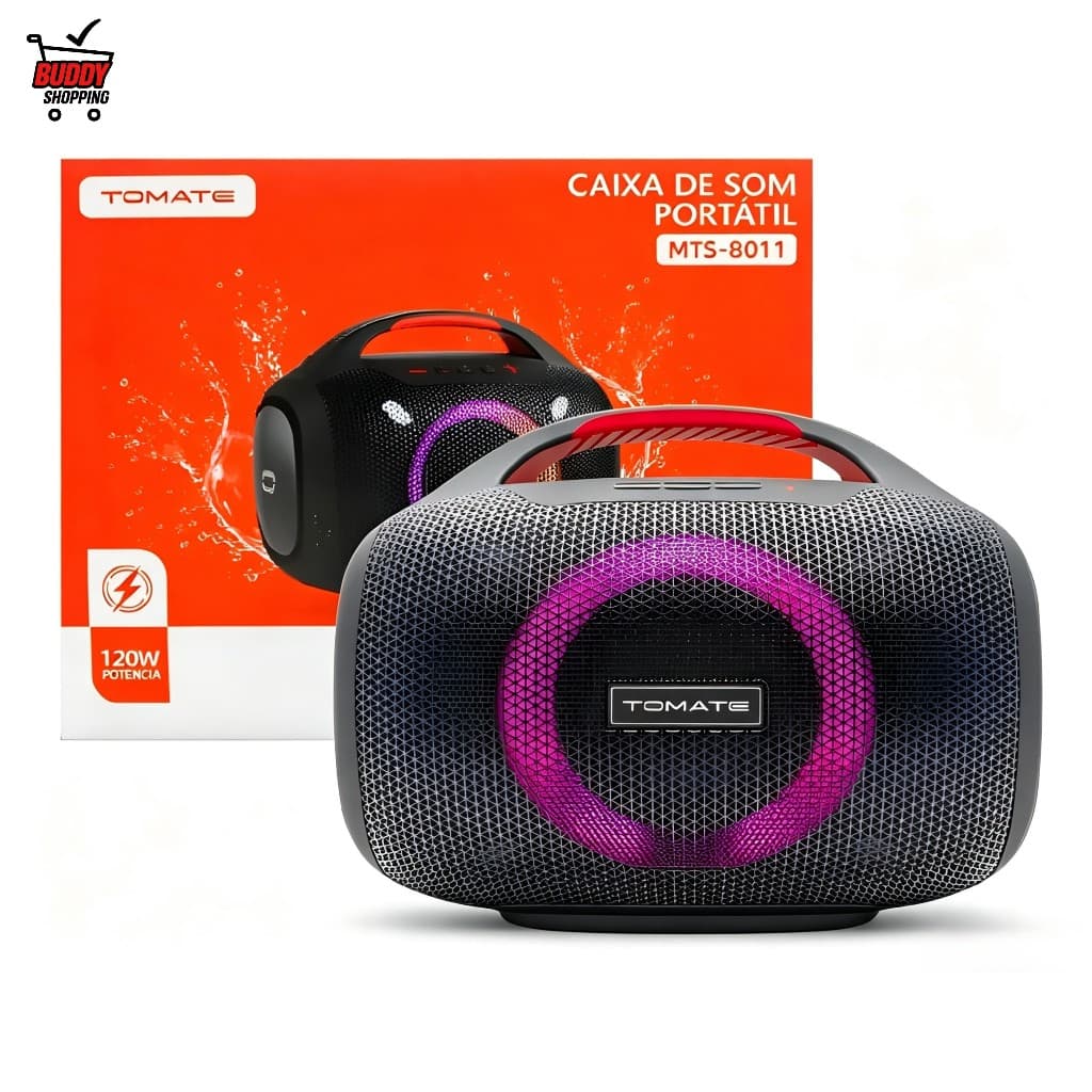 Caixa De Som Portatil Bluetooth Potente 120W LED RGB Bateria 10000mAh TWS USB MTS-8011
