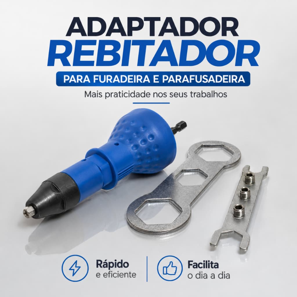 Adaptador Cabeçote Rebitador Furadeira Parafusadeira 4 Bicos Reparo Metal Rebite Chapas Profissional