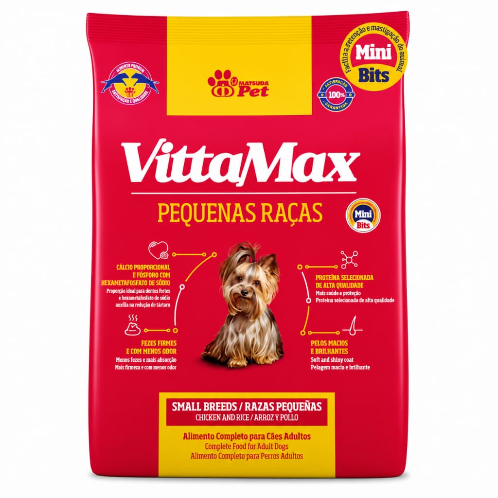 Ração Vittamax Cachorro Adulto Pequenas Raças 10,1kg Premium Especial Nutrição Completa Saúde Bucal Embalagem Econômica