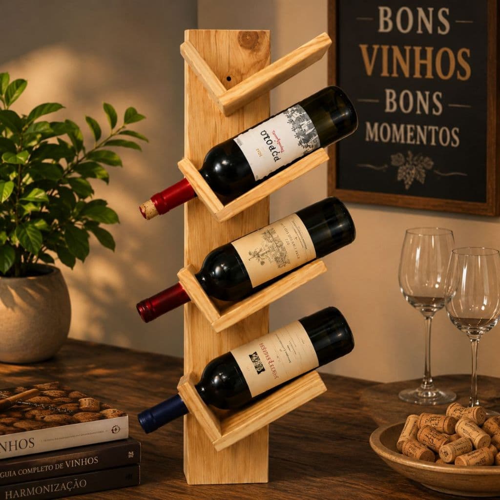 Porta Vinho Adega De Parede Suporte Organizador 4 Garrafas