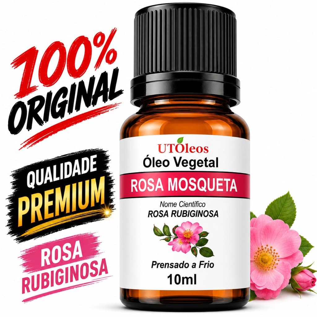 Óleo Rosa Mosqueta Rosa Rubiginosa Hidratante Facial Prensado a Frio 100% Puro 10ml
