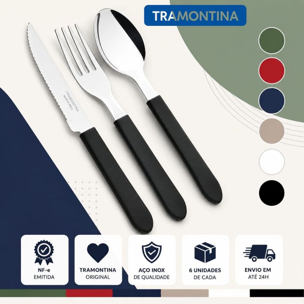 TALHERES TRAMONTINA NA UNIDADE GARFO FACA COLHER PARA CHURRASCO MODELO LEME JOGO FAQUEIRO