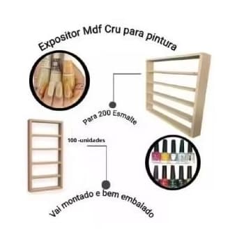 Expositor de Esmaltes MDF com 5 Prateleiras para até 200 Produtos
