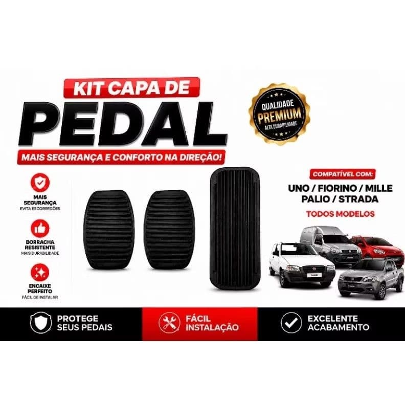 Kit Capa Pedal Uno Fiorino Palio Siena Strada Prêmio Idea Doblò Freio Embreagem Acelerador