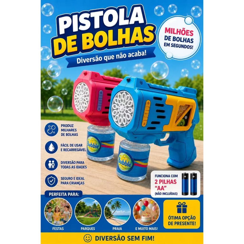 Pistola Lança Bolha De Sabão Automática Brinquedo Infantil Diversão Modelos Sortidos