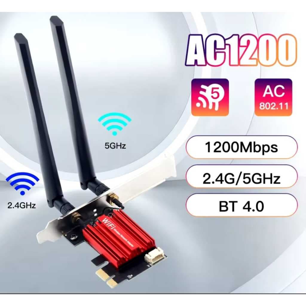 Fenvi Placa Adaptadora Wi-Fi 5GHz e Bluetooth 4.0 PCIe AC1200 - Conexão Rápida e Estável