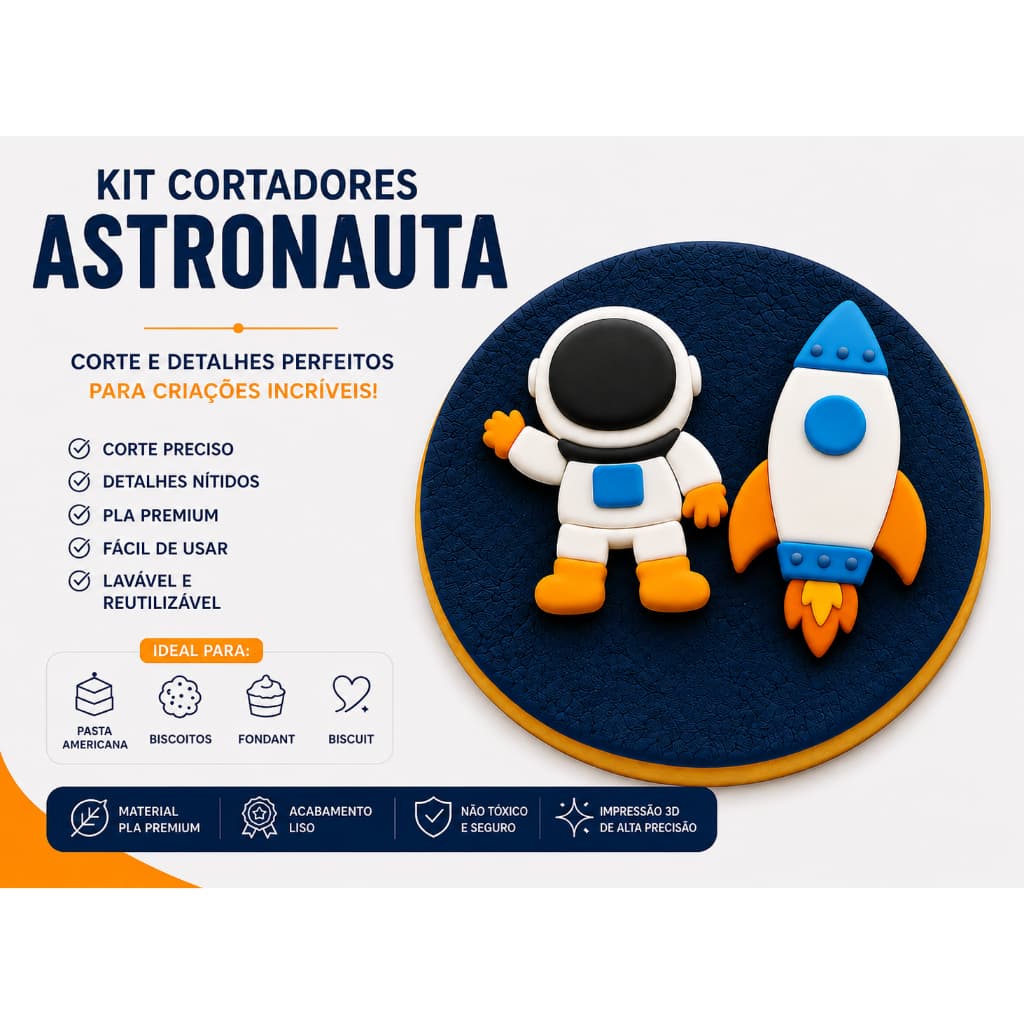 Kit Cortadores Astronauta Foguete Pasta Americana