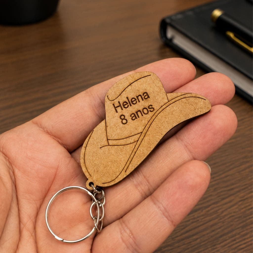 Kit Chaveiro lembrancinha personalizado Chapéu Country Cowboy em mdf *informações de personalização no chat*