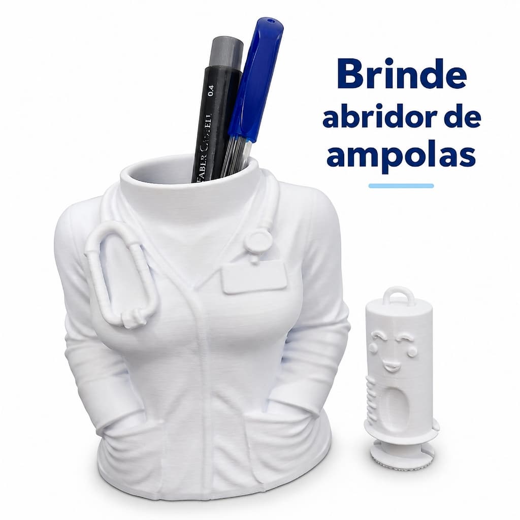 Porta-Canetas Jaleco de Enfermagem Branco + Brinde Grátis