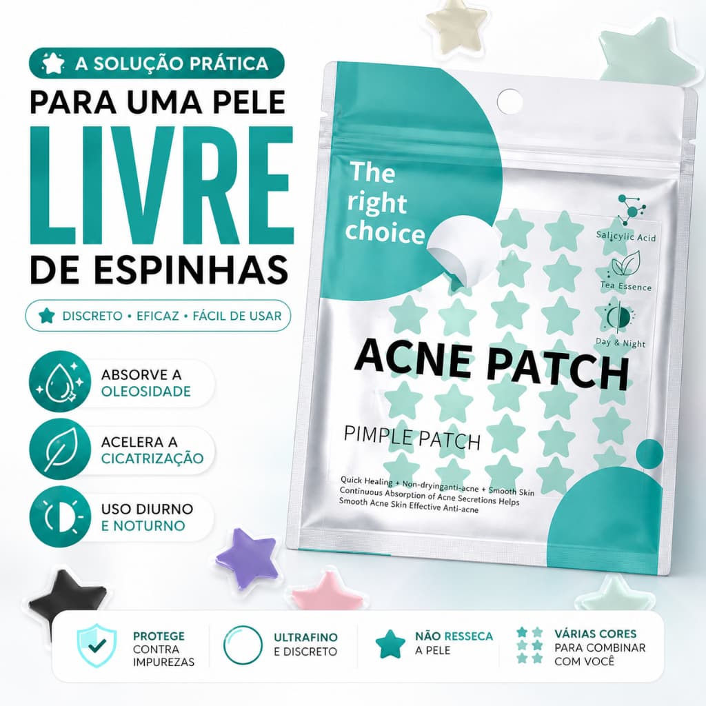 Adesivo Anti Acne Estrela Seca Espinha Hidrocoloide Tratamento Acne Cuidado Facial