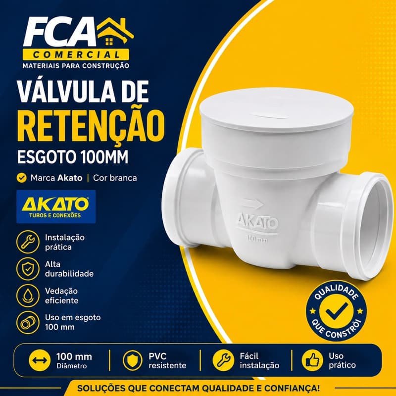 Válvula De Retenção Esgoto 100mm DN100 Akato Anti Retorno PVC Resistente