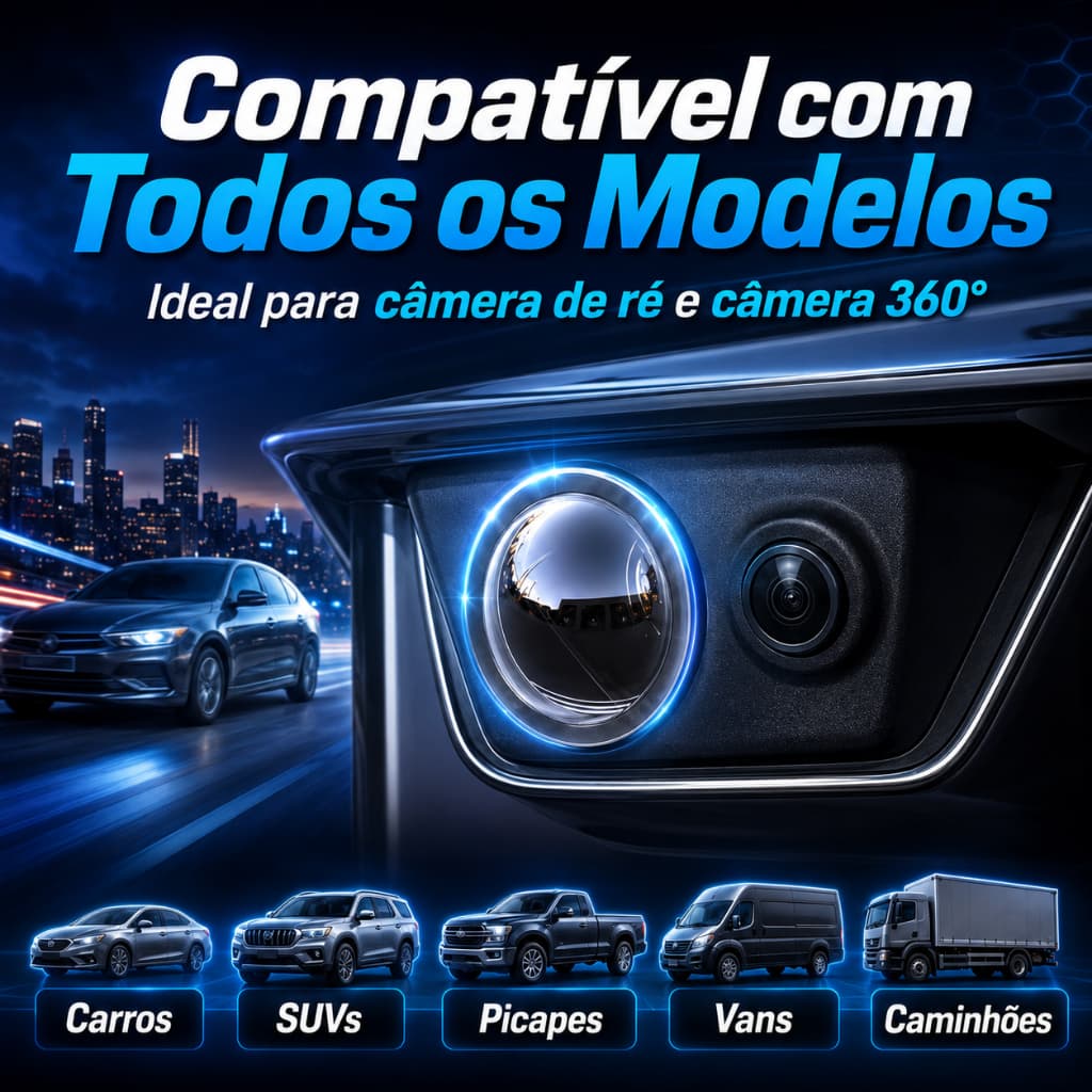 Protetor de Câmera Automotiva para Ré e 360°, Protetor de Lente Transparente, Anti-Risco, Impermeável e Antipoeira