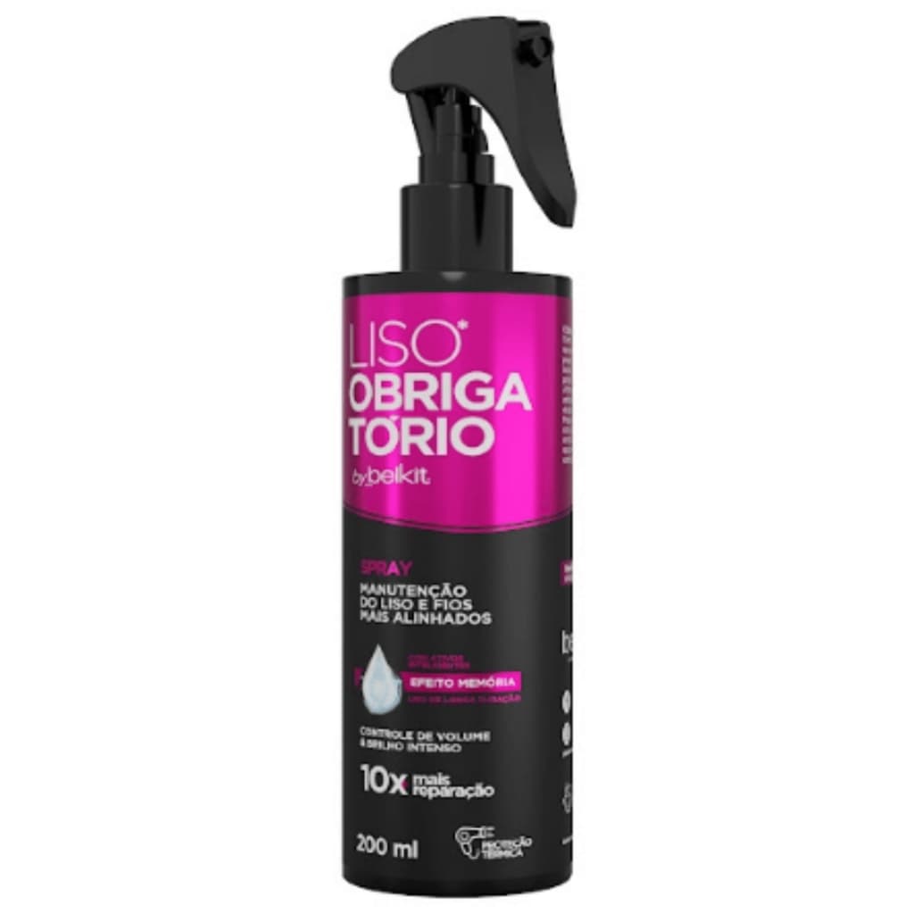 Spray Finalizador Liso Obrigatório 200ml - Proteção térmica, reconstrução e finalizador capilar