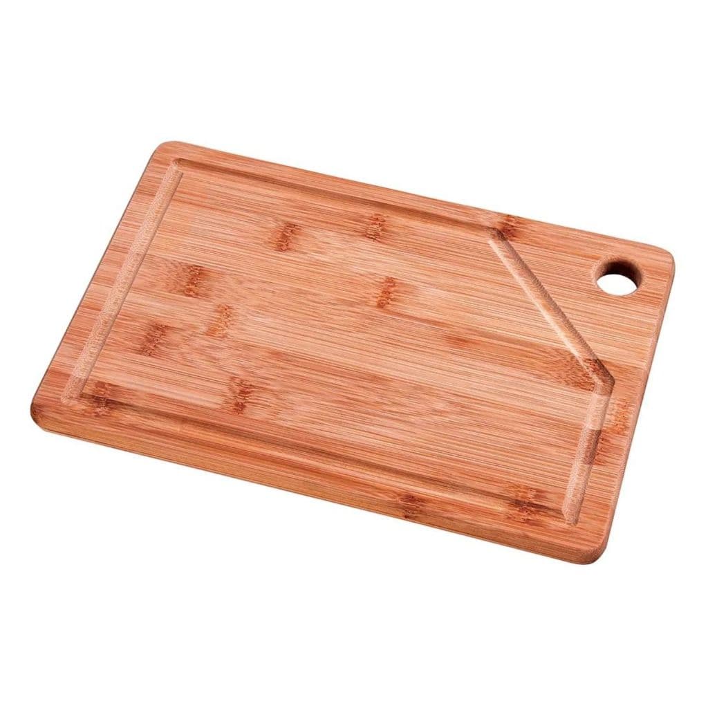 Tábua de Corte Bambu Mor 30x20cm Retangular com Canaleta Antibacteriana Resistente para Carne Legumes e Cozinha