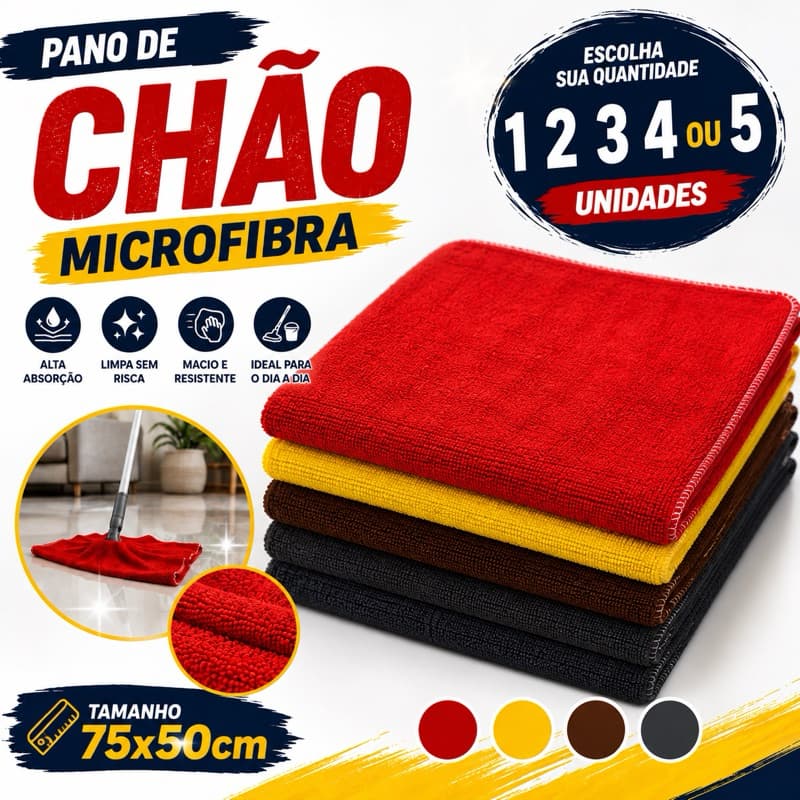 Pano de chão Microfibra Extra grande Multiuso 75x50cm
