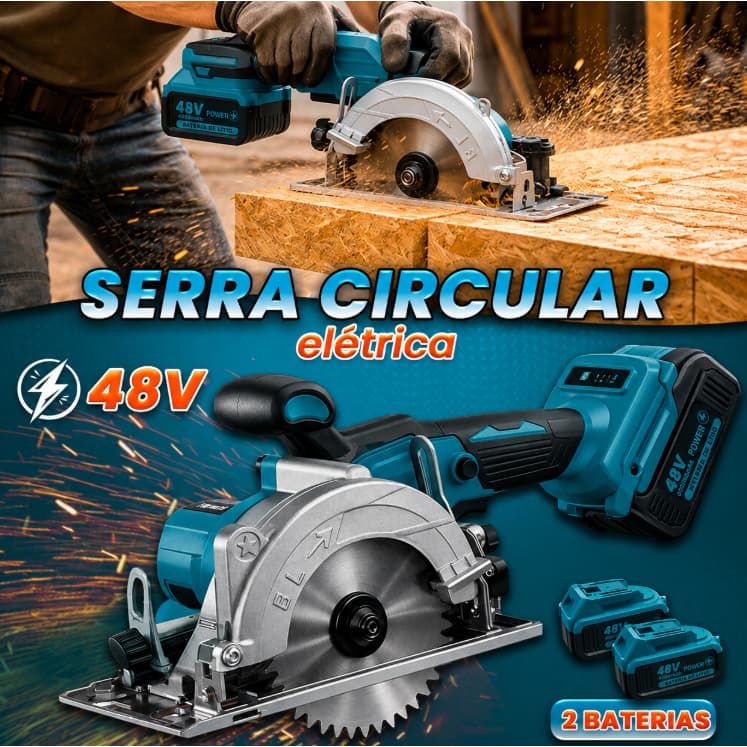 Serra Circular 48v Elétrica 2 Baterias Corte 45° Disco 125mm Corta Disco Madeira
