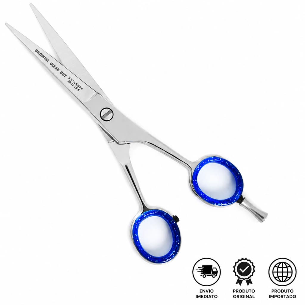 Tesoura de Cabelo Fio Laser Aço Inox Cromado Profissional DILCINTIA