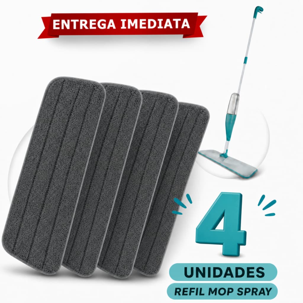 Kit 4 Unidades Refil de Mop Spray em Microfibra Alta Absorção Universal
