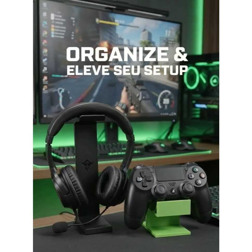 Kit Gamer, Kit Suporte Gamer, Suporte Para Controle, Suporte Para Headset / Fone, Organizador De Setup / Mesa