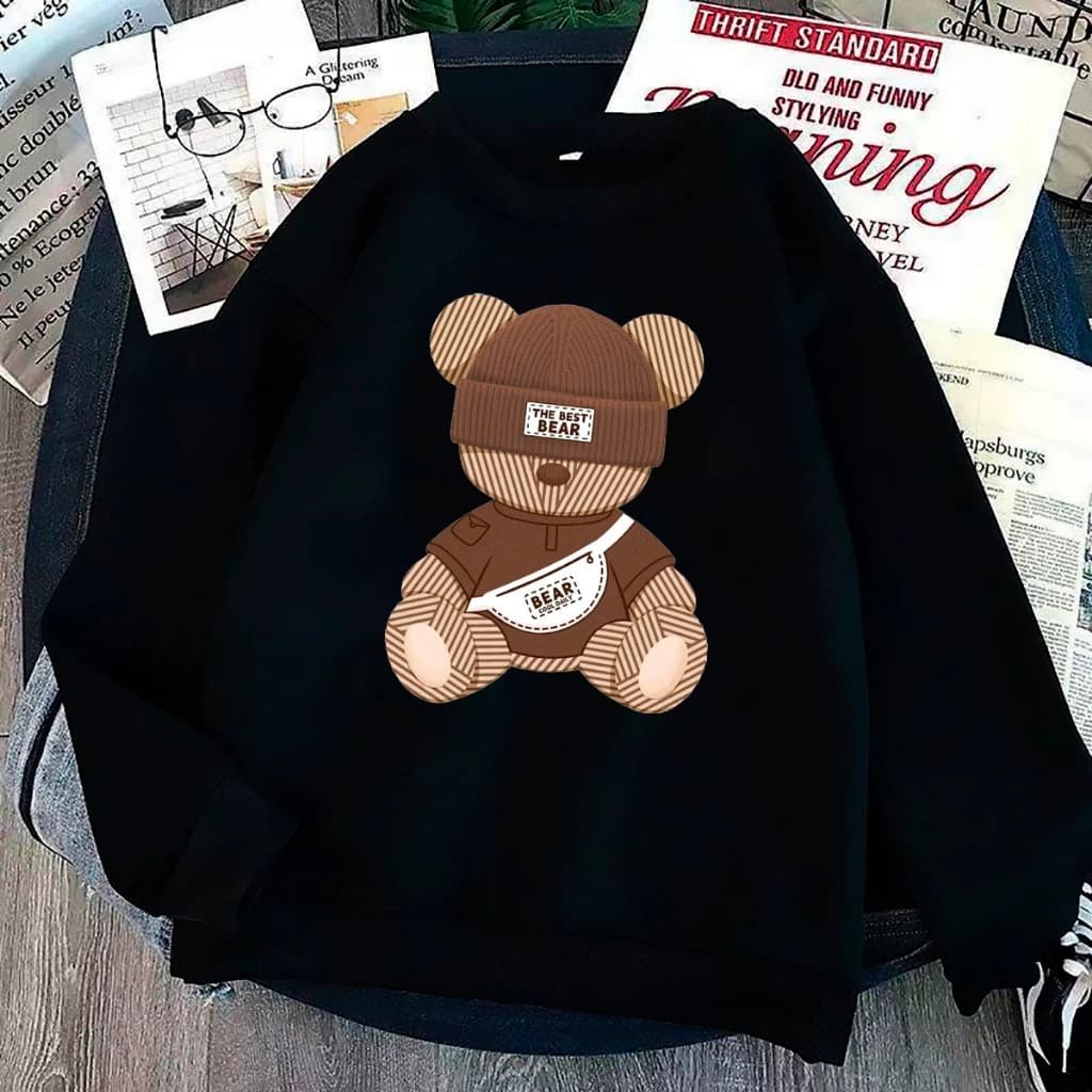 Moletom Gola Careca urso blusa de frio flanelado