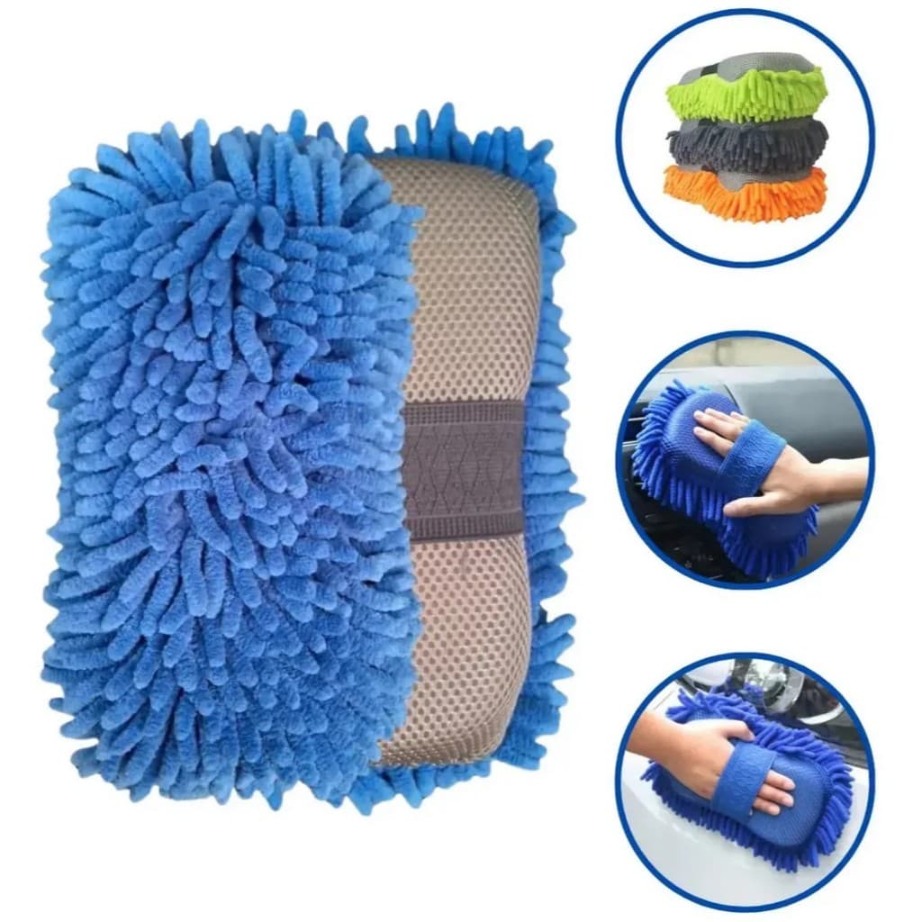 Esponja Microfibra Chenile Com Pegador Para Limpeza Automotivo