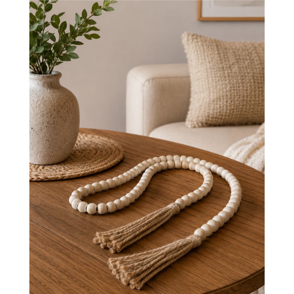 Enfeite de mesa -Madeira Natural com Corda de Juta - Guirlanda de mesa- 80cm
