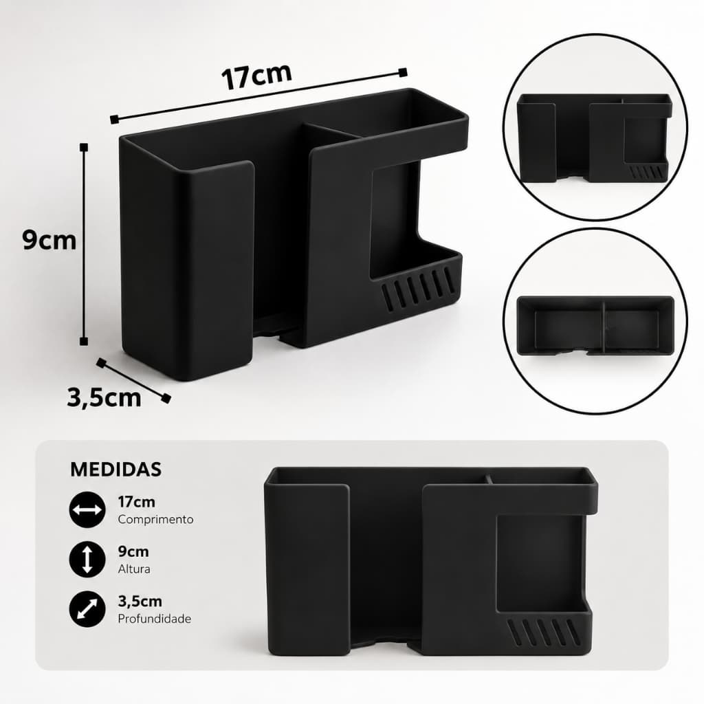 Suporte Celular e Controle Remoto Parede 2 em 1 Autoadesivo Organizador Porta Controle Porta Celular – 1 ou 2 Peças Mult