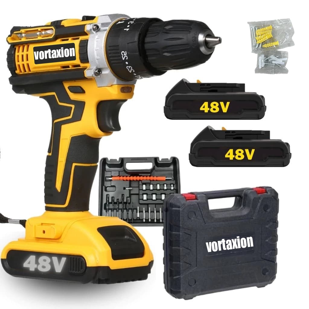 Kit Parafusadeira Furadeira de Impacto 48v 2 Baterias Com Maleta e Acessórios Completo