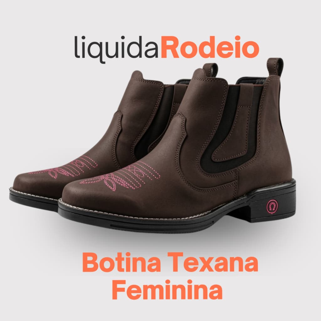 Botina Rodeio Bota Country Feminina Texana Bordado Rosa Confortável e Estilosa