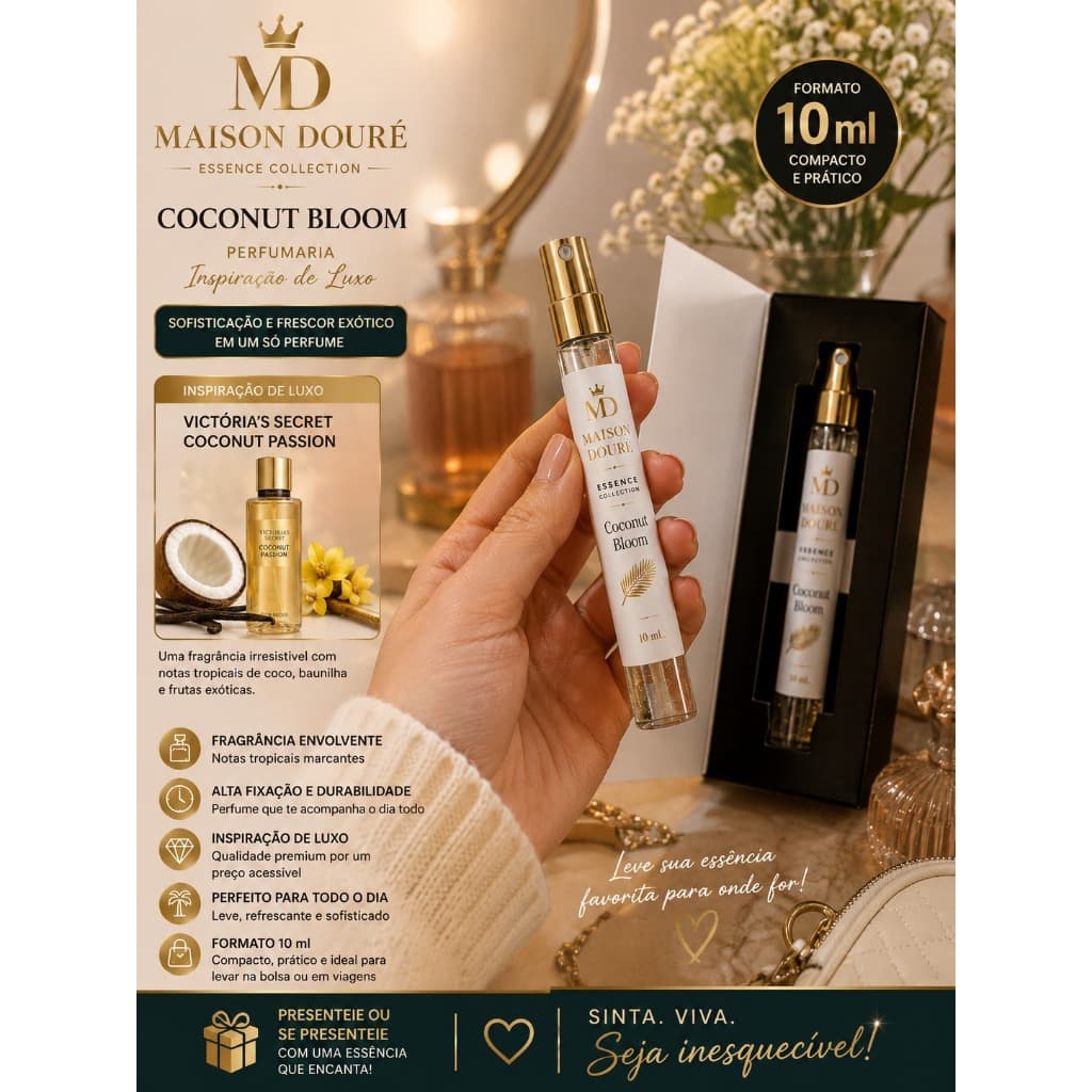 Perfume Feminino Inspiração de Luxo Maison Douré Coconut Bloom 10ml