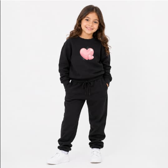 Conjunto Agasalho Infantil Várias Cores Premium Estampa Colorida Corações Rosa