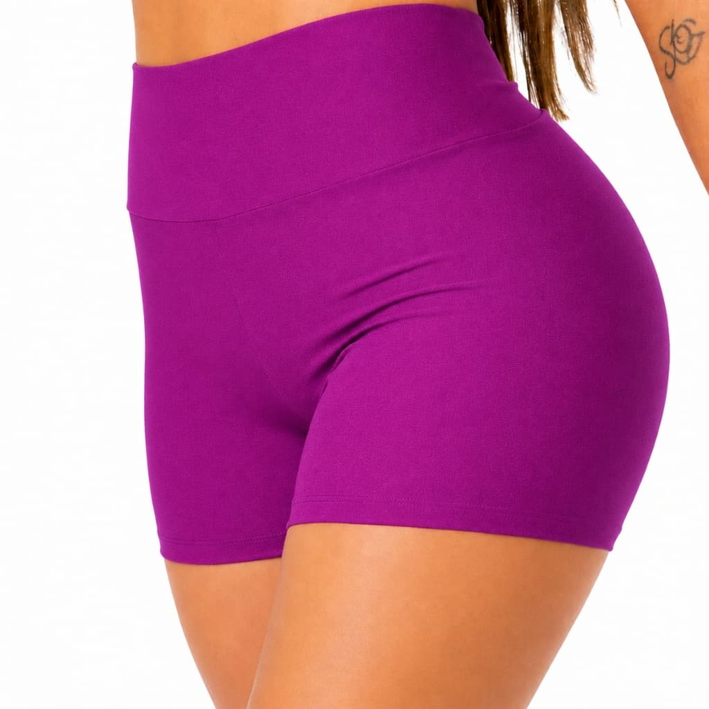 Short Fitness Feminino Cintura Alta Modelador Sem Transparência Academia Premium