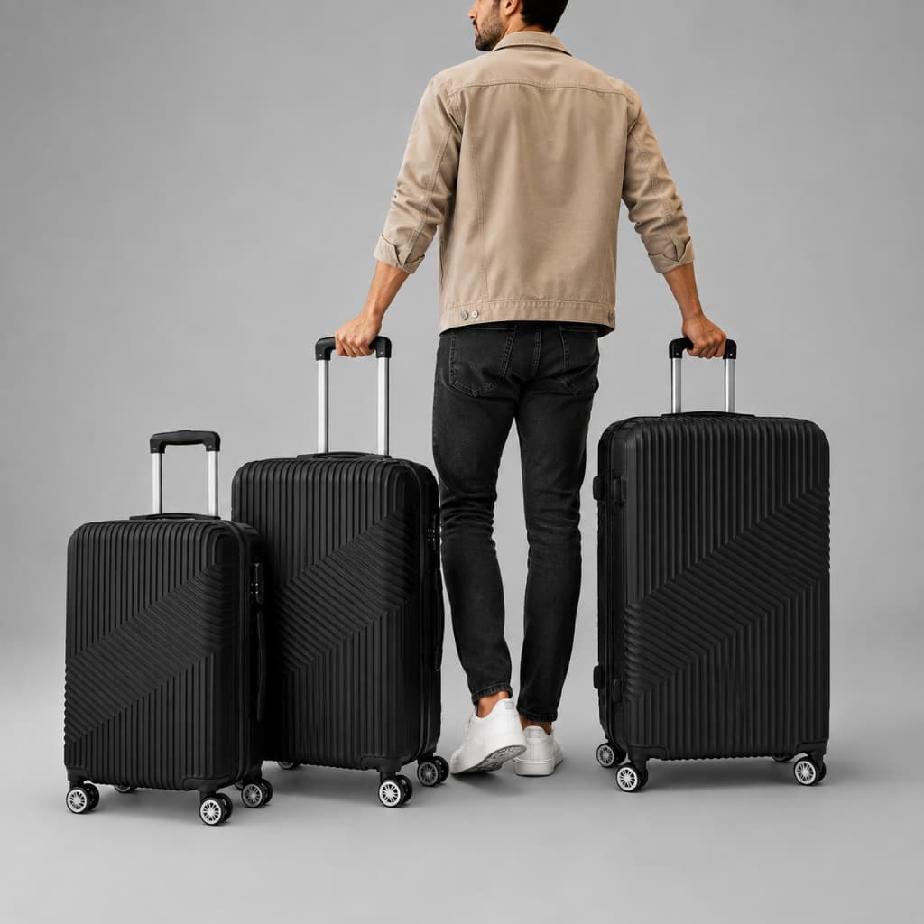 Kit 3 Malas de Viagem ABS P M G Giro 360° Cadeado Resistente
