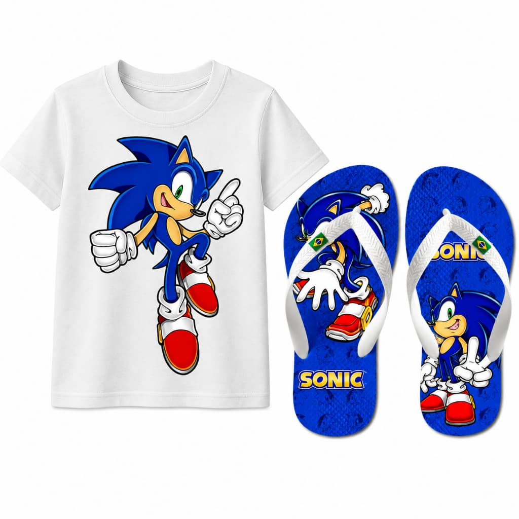 Kit Roupa Infantil Camiseta Algodão + Chinelo Antiderrapante Macio