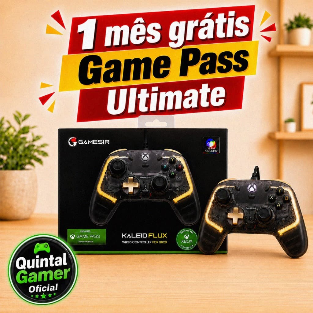 Controle Xbox GameSir Kaleid Flux Lacrado Hall Effect RGB + Game Pass Ultimate