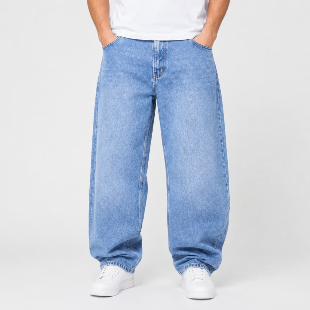Calça Balão Oversize Jeans Masculina Baggy Streetwear Urban Tendência Blogueiro Skatista Confortável