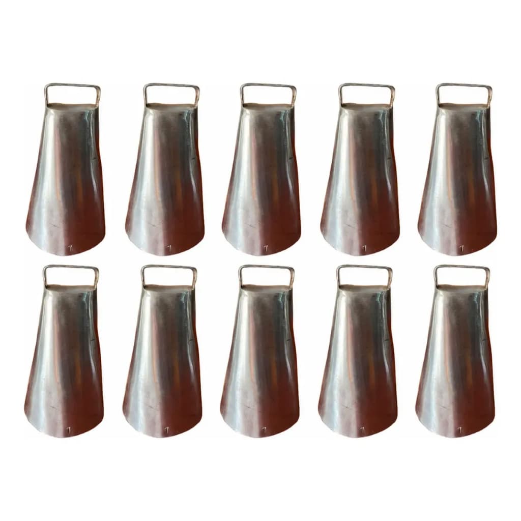 Kit Com 10 Chocalhos Aço Inox 16cm N°7 Para Bezerros, Cabras