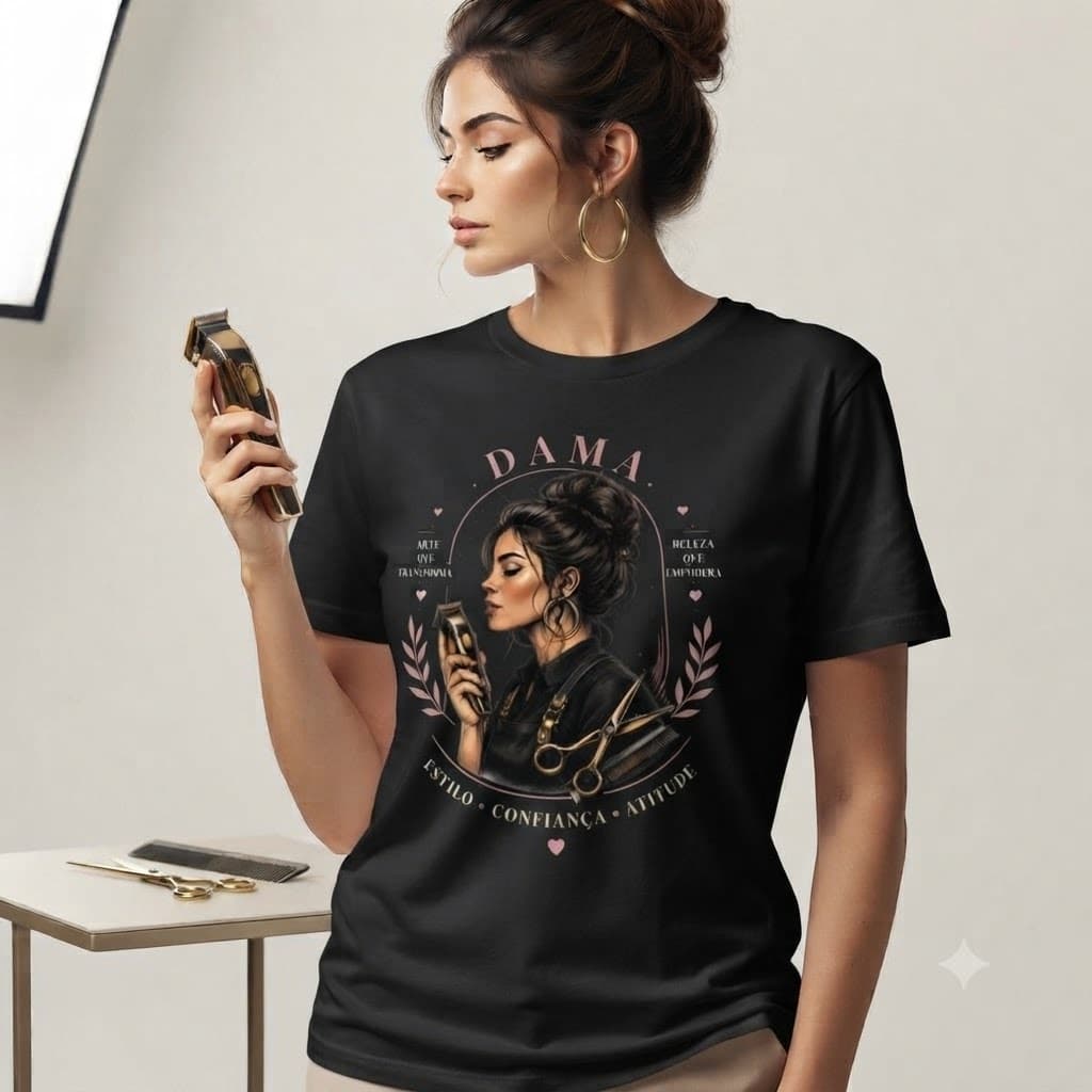 Camiseta Barbeira Feminina Estampada Premium Unissex 100% Algodão Profissão Barbearia