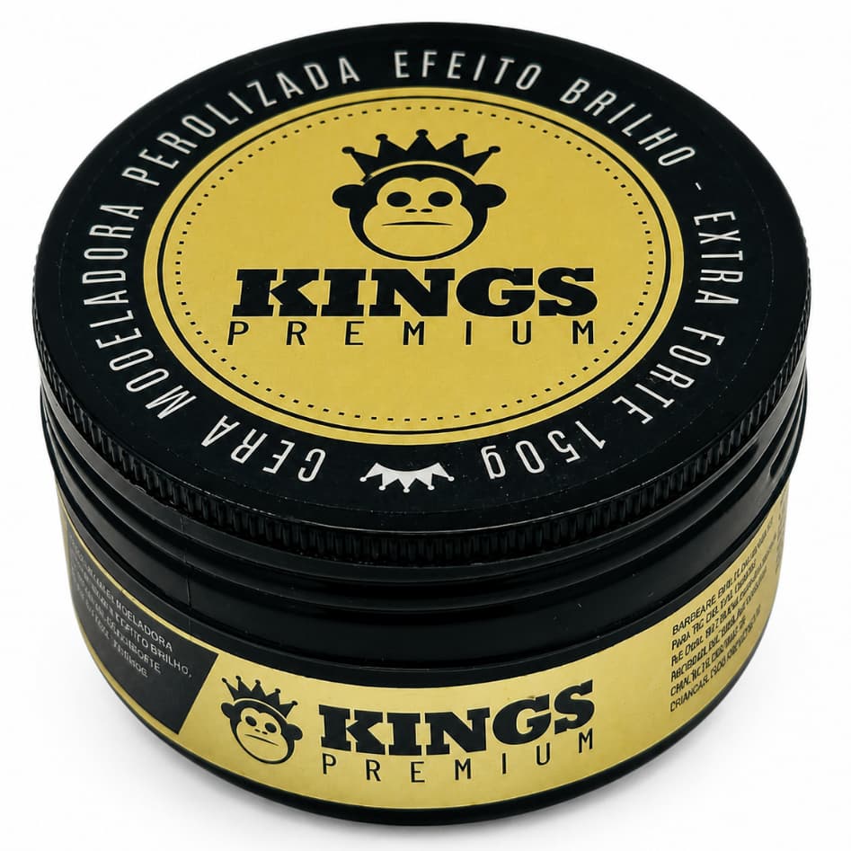 Cera Modeladora Perolizada Kings 150g – Pomada para Cabelo, Alta Fixação, Definição e Efeito Brilho