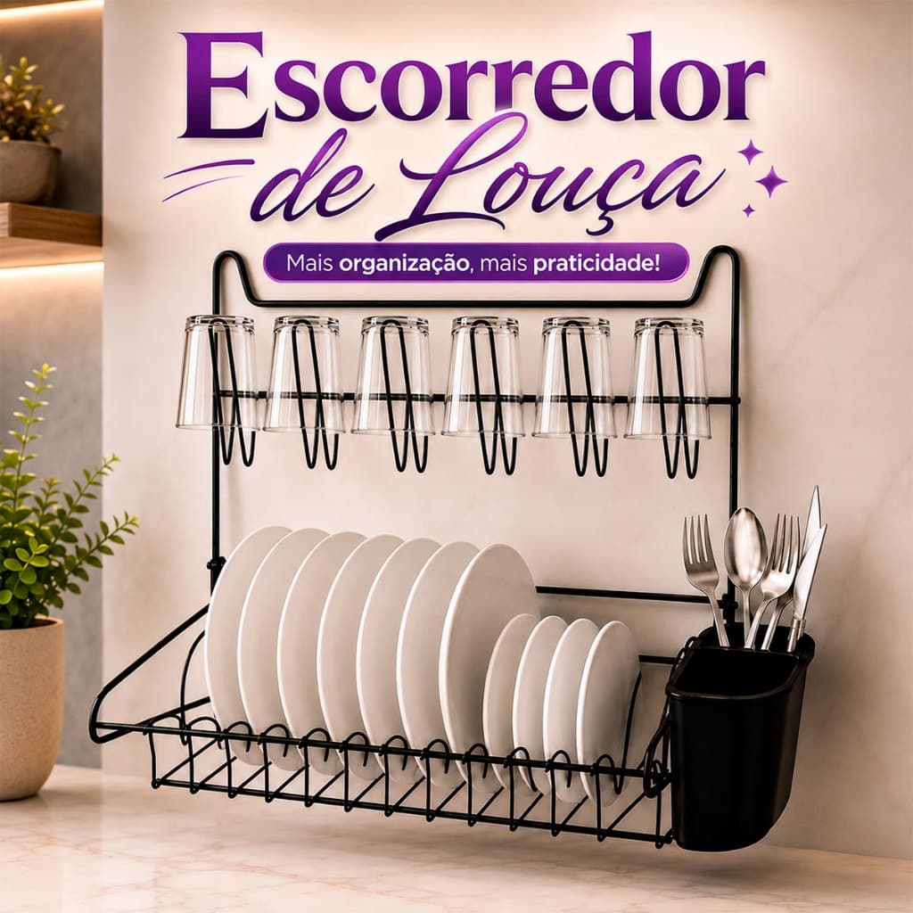 Escorredor De Louça Dobravel Suspenso Compacto Resistente Retrátil Parede