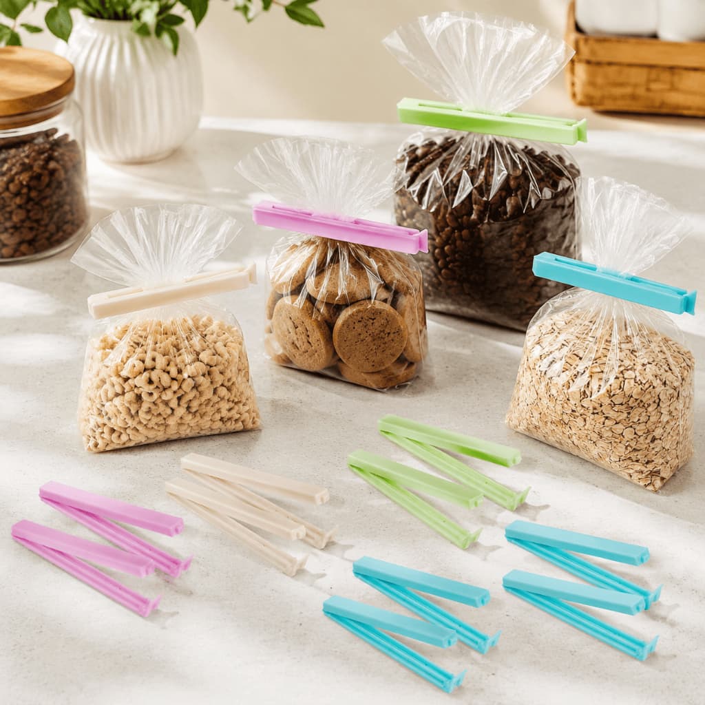Kit Prendedores Plásticos 10 Peças Multiuso Roupa Saco Comida Alimento Prático Escolha Sua Cor