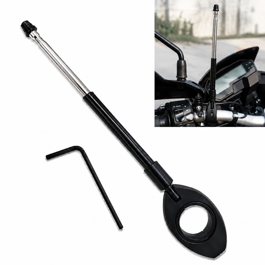 Antena Retrátil Corta Pipa Moto Anti Cerol Universal Preto 6 Estágios