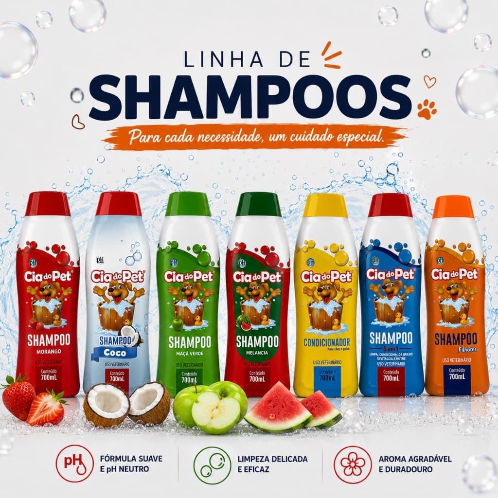 Shampoo e Condicionador Premium 2 em 1 700ml Cia do Pet Cachorro e Gato Pet Shop