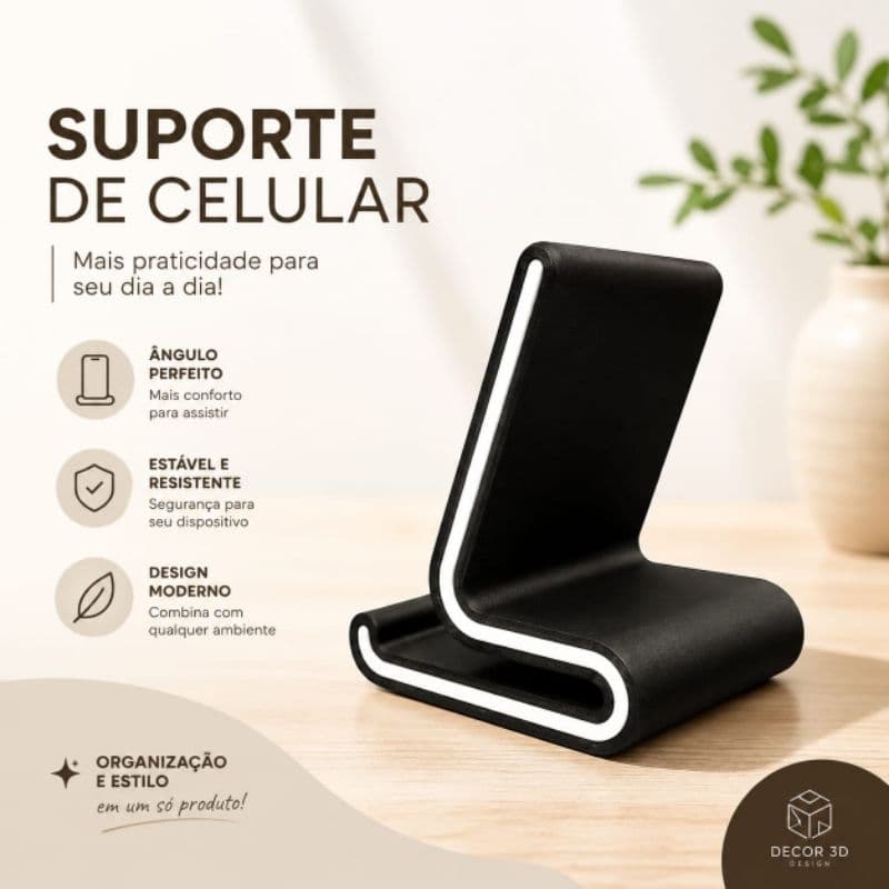Suporte para Celular de Mesa Universal – Porta Celular Moderno