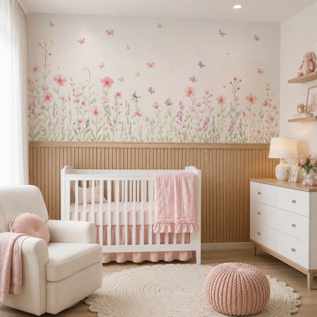 Papel De Parede Adesivo Floral Borboletas Infantil 3,00x1,50